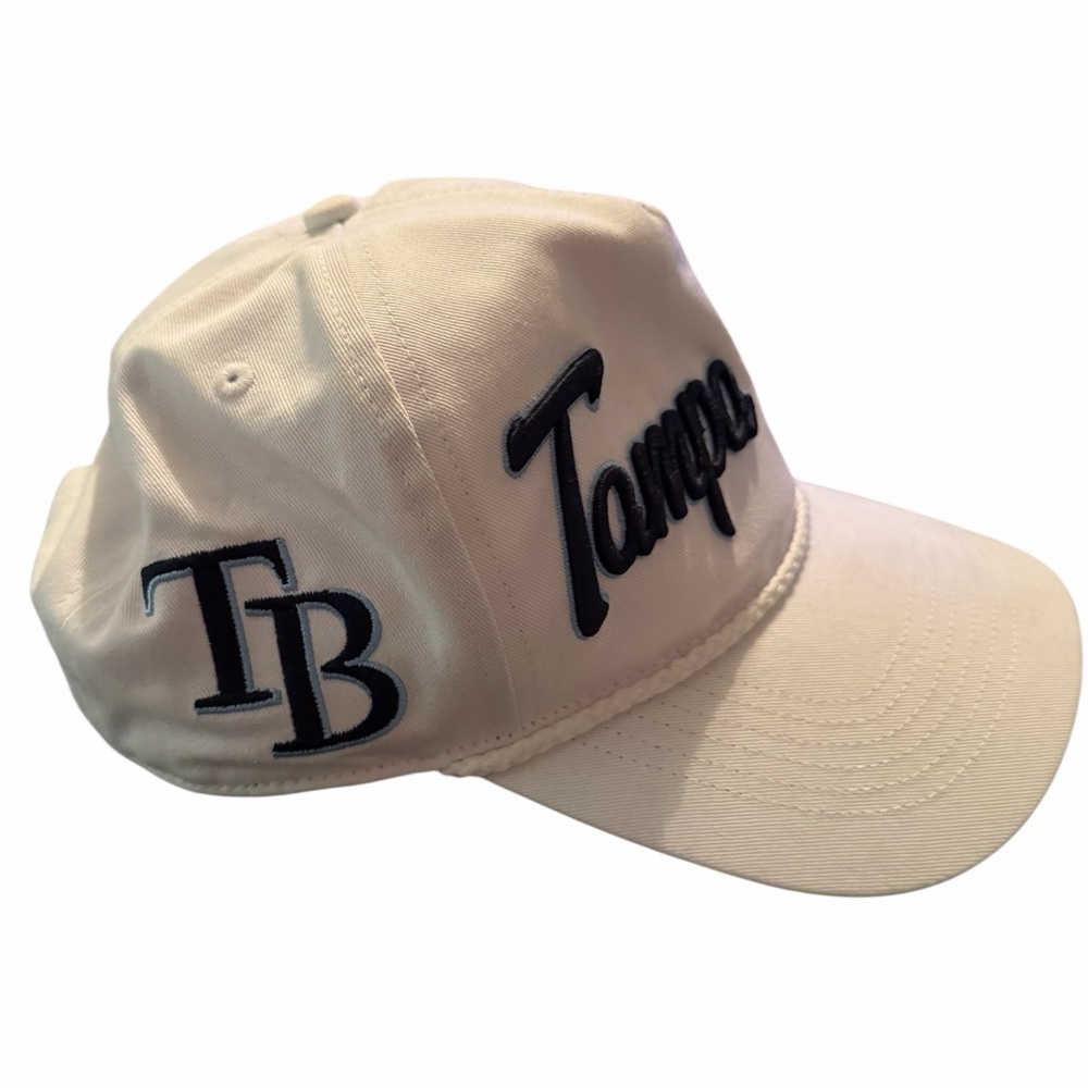 Tampa Bay Rays ’47 Brand White Snapback Hat Script Logo Rope Cap - Picture 2 of 5